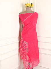Organza Magenta Unstitched Suit