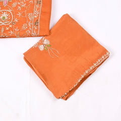 Silk Organza Orange Unstitched Suit