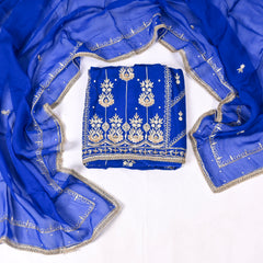 Organza Blue Unstitched Suit