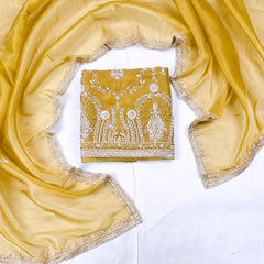 Sasha Shimmer Mustard Yellow Unstitched Suit
