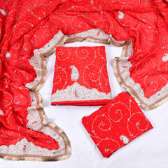 Crepe Red Peplum Lehenga Suit