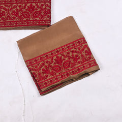 Organza Brown Unstitched Suit