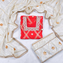 Crepe Red Stitched Lehenga Suit