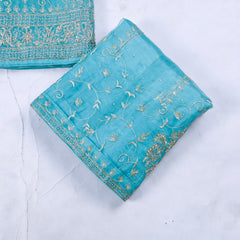 Glass Sky Blue Unstitched Lehenga Suit