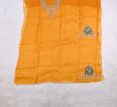 Organza Mustard Yellow Unstitched Suit