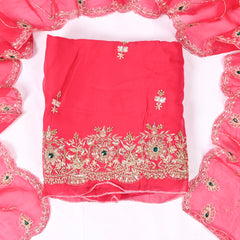 Organza Magenta Unstitched Suit