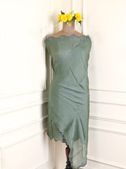 Twill Organza Pista Green Unstitched Suit