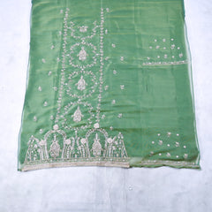 Sasha Shimmer Pista Green Unstitched Suit