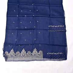 Organza Navy Blue Unstitched Suit