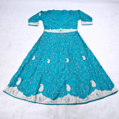Crepe Ferozi Peplum Lehenga Suit
