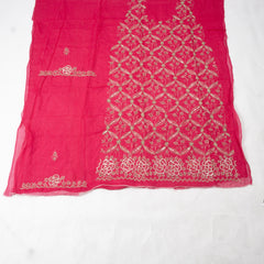 Organza magenta Unstitched Suit