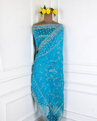 Glass Shimmer Sky Blue Unstitched Suit