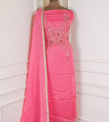 Twill Organza Pink Unstitched Suit