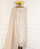 Organza Off-White Unstitched Suit