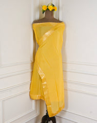 Banarasi Yellow Unstitched Suit