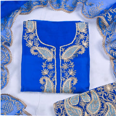 Organza Blue Unstitched Suit