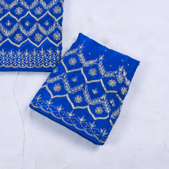 Crepe Blue Unstitched Lehenga Suit