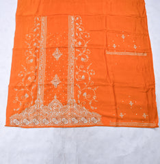 Khadi Orange Unstitched Lehenga Suit