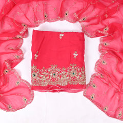 Organza Magenta Unstitched Suit