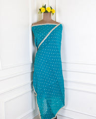 Organza Ferozi Unstitched Suit