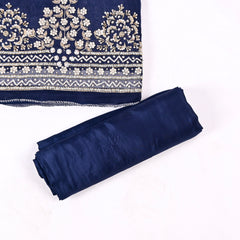 Organza Navy Blue Unstitched Suit