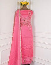 Twill Organza Pink Unstitched Suit