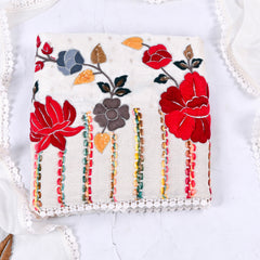 Mul Chanderi White Unstitched Suit