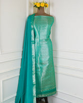 Banarasi Green Unstitched Suit