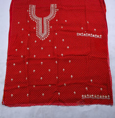 Organza Red Unstitched Suit
