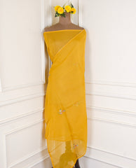 Organza Yellow Unstitched Suit
