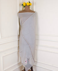 Organza Grey Unstitched Suit