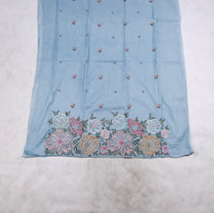 Mul Cotton Powder Blue Unstitched Suit