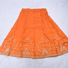 Khadi Orange Unstitched Lehenga Suit