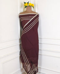 Organza Brown Unstitched Suit