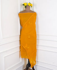 Organza Yellow Unstitched Suit