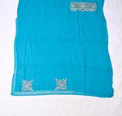 Twill Organza Sky Blue Unstitched Suit