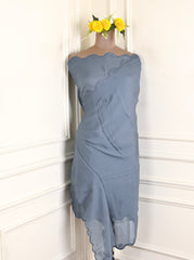 Twill Organza Powder Blue Unstitched Suit