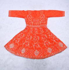 Crepe Orange Peplum Lehenga Suit