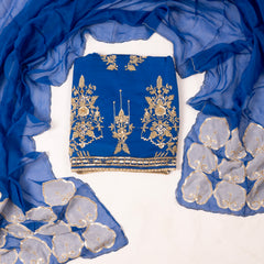 Gavadin Silk Blue Unstitched Suit