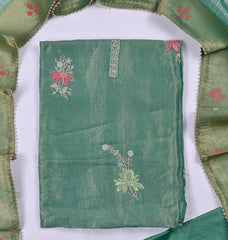 Shimmer Green Unstitched Suit