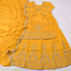 Crepe Yellow Lehenga Suit