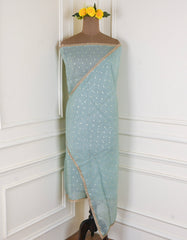 Crepe Pista Green Unstitched Suit