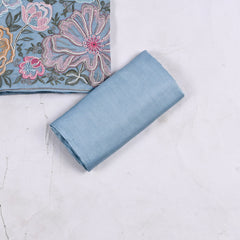 Mul Cotton Powder Blue Unstitched Suit