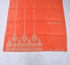 Shimmer Orange Unstitched Lehenga Suit