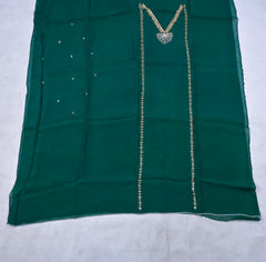 Organza Green Unstitched Suit