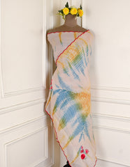 Twill Organza Beige Unstitched Suit