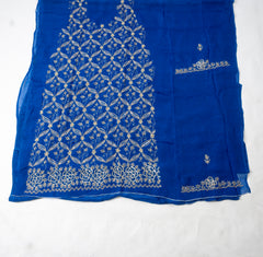 Organza Blue Unstitched Suit