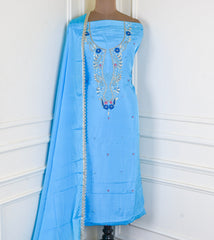 Khadi Silk Sky Blue Unstitched Suit