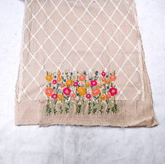 Mul Chanderi Cotton Beige Unstitched Suit