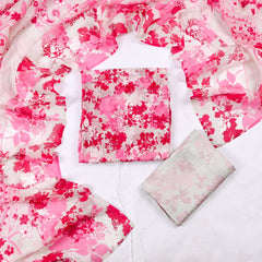Kashmiri Cotton Check Pink Unstitched Suit